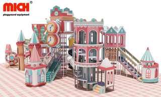 Cartoon Castle Themed Pink Fitness Children Soft Indoor Playhouse