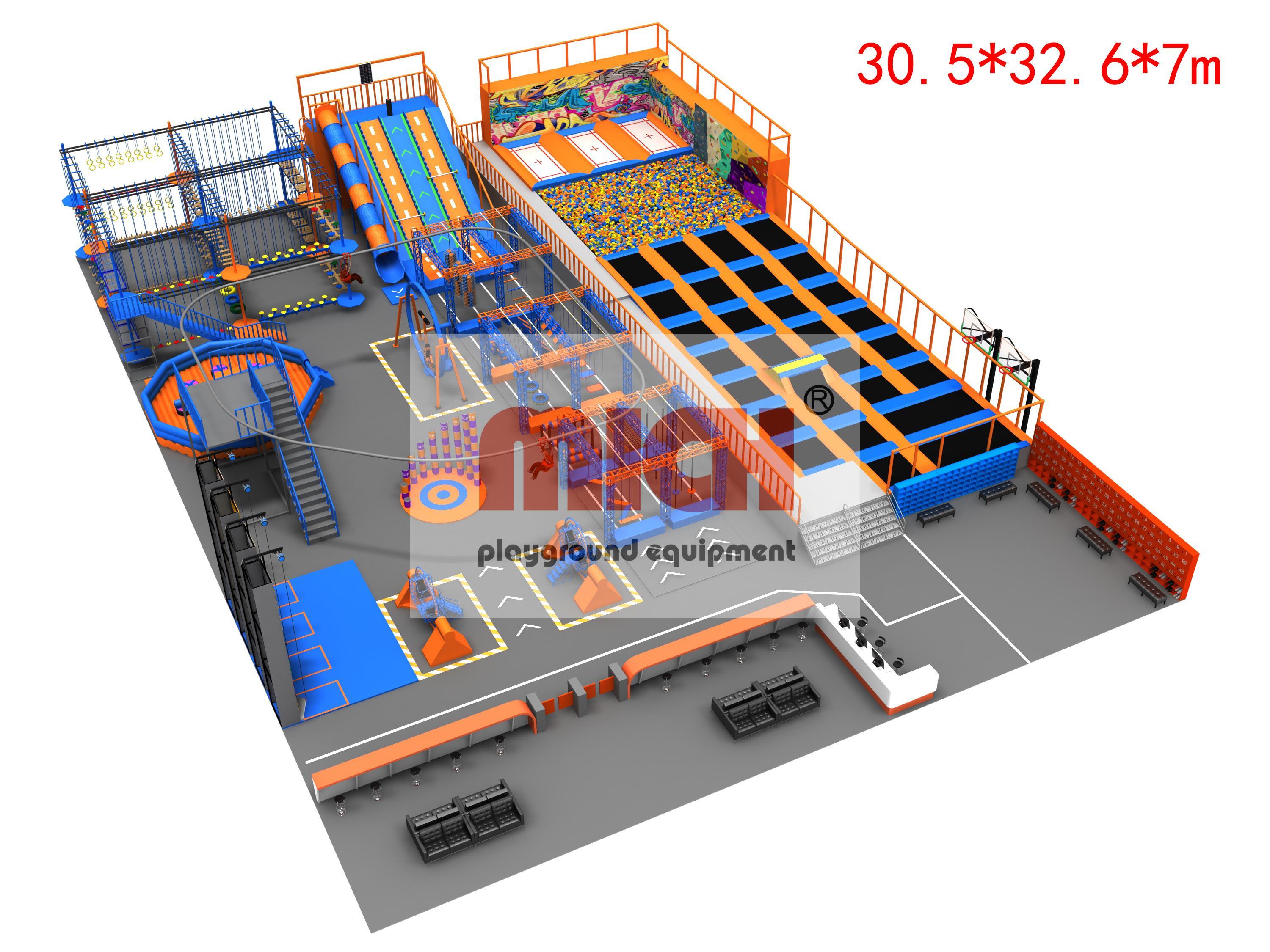 Mich 2024 large indoor integrative ninja trapoline park