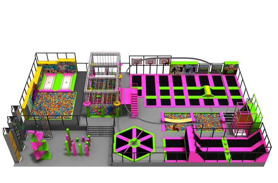 Versatile Indoor Trampoline Park with Climbing
