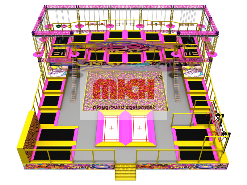 Mich New Design Indooor Staircase Trampoline Park with Foam Pits