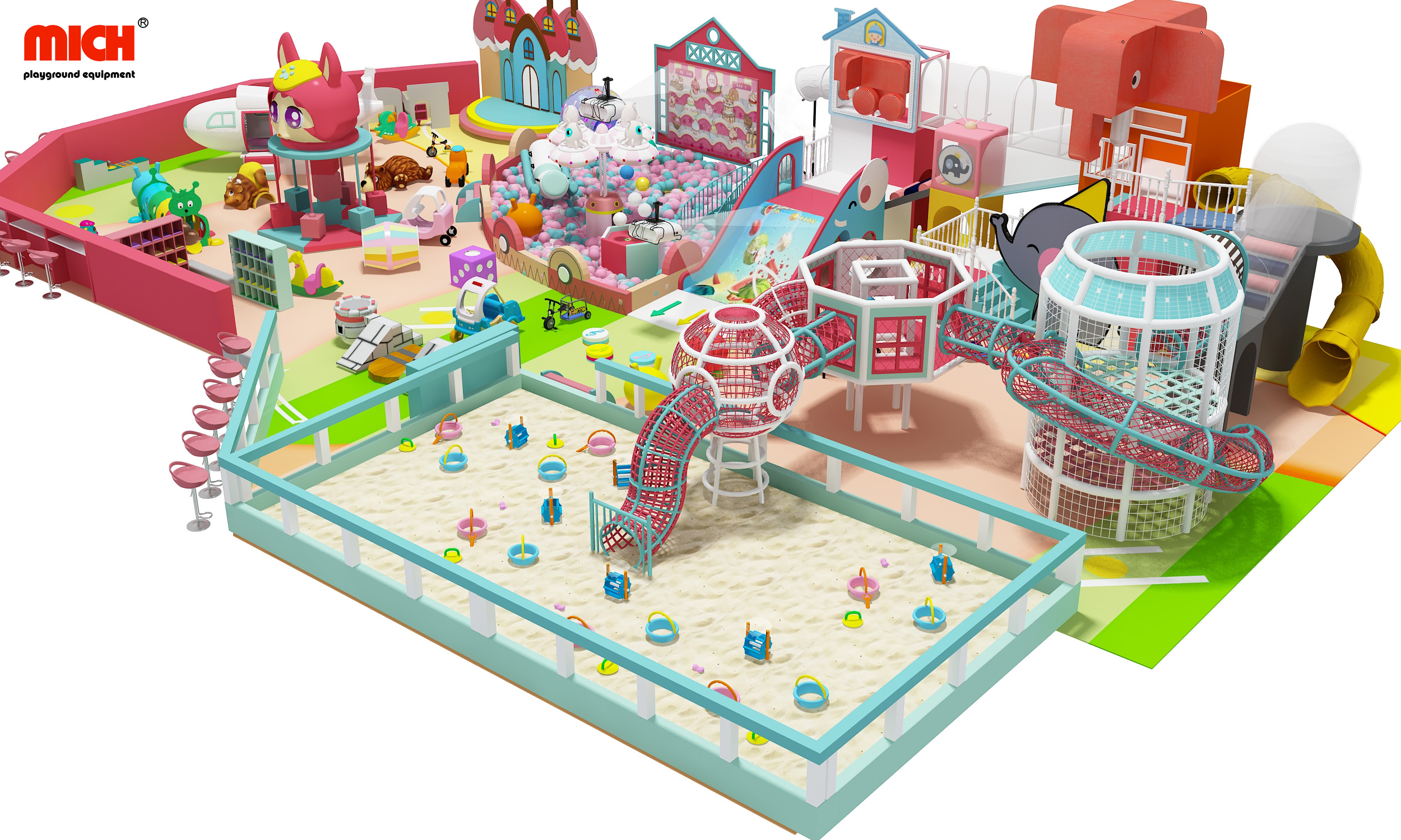 Commercial Pink Themed Kids Indoor Playground