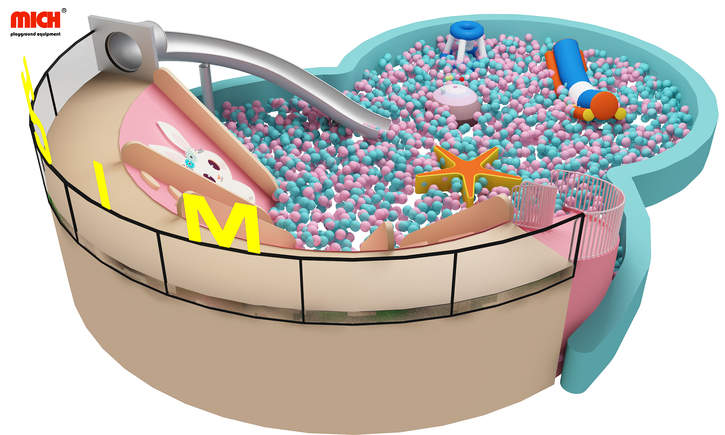 Mich Indoor Large Ball Pit Pool with Slide