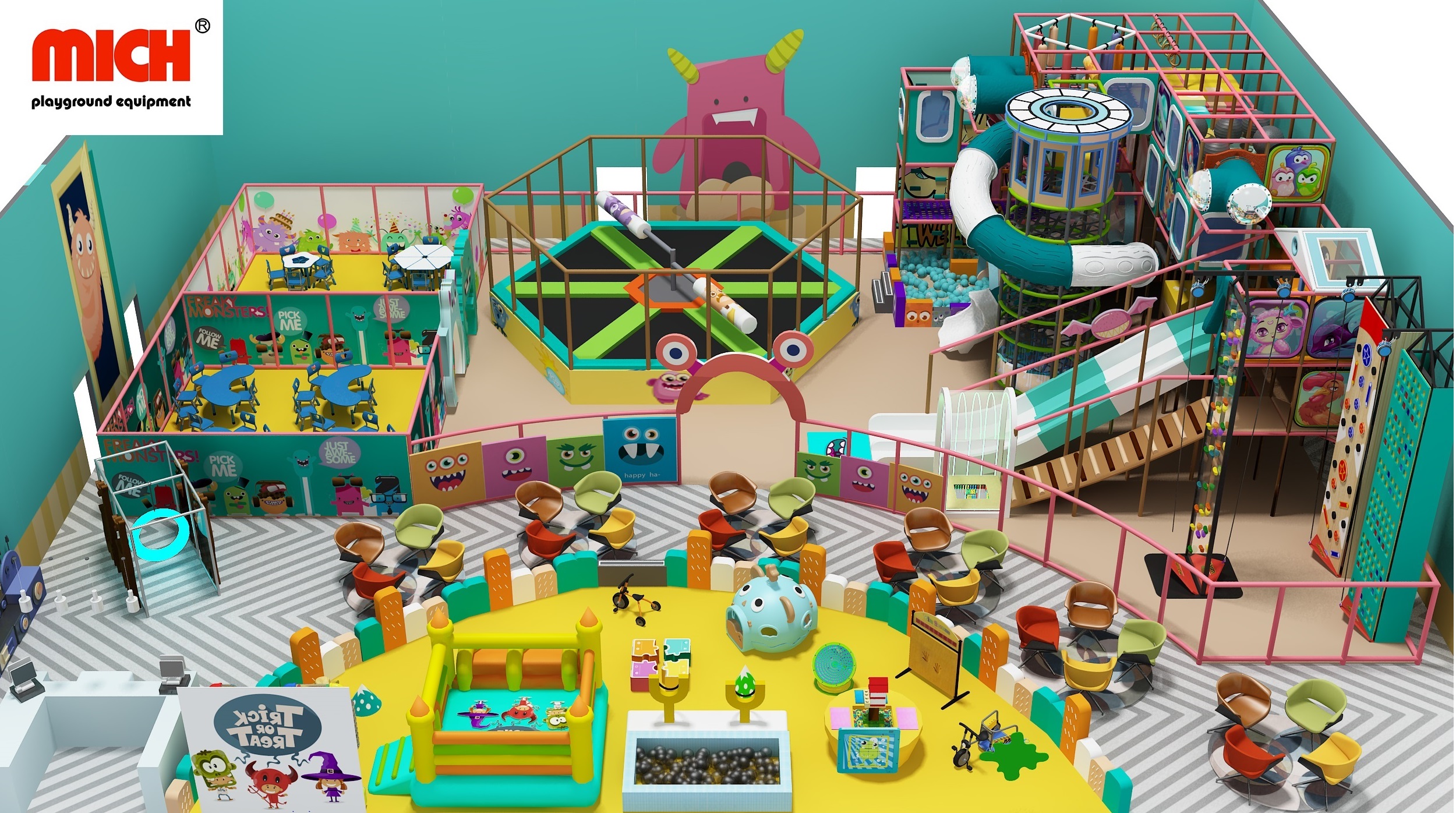 Where can indoor playground equipment be used?
