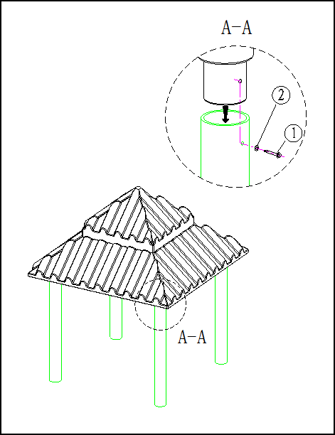outdoor playground roof install drawing