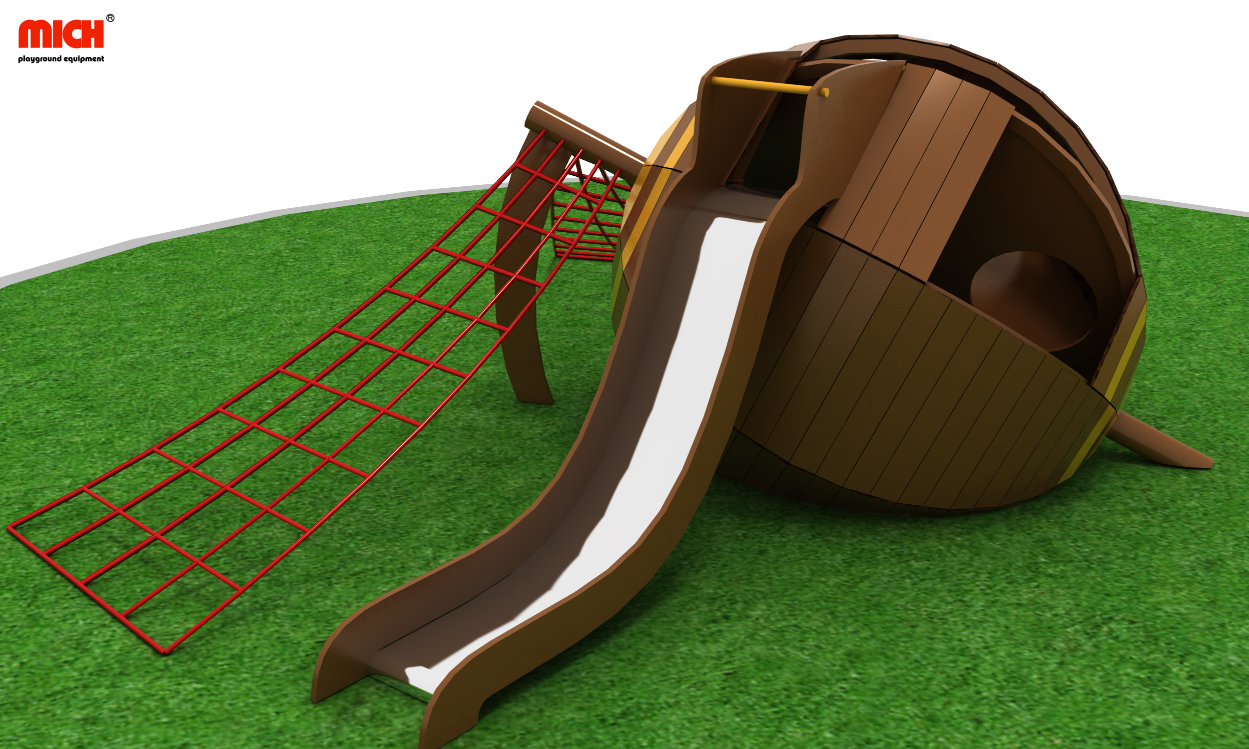 Kids Wooden Dome Climbing Frame with Slides