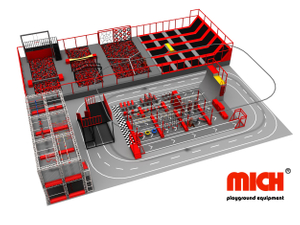 Michj Large Ninja Trampoline Park with Foam Pits Game Components
