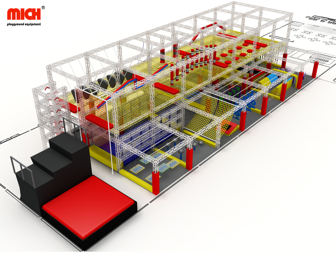 2 Levels Indoor Kids Adults Ninja Warrior Course