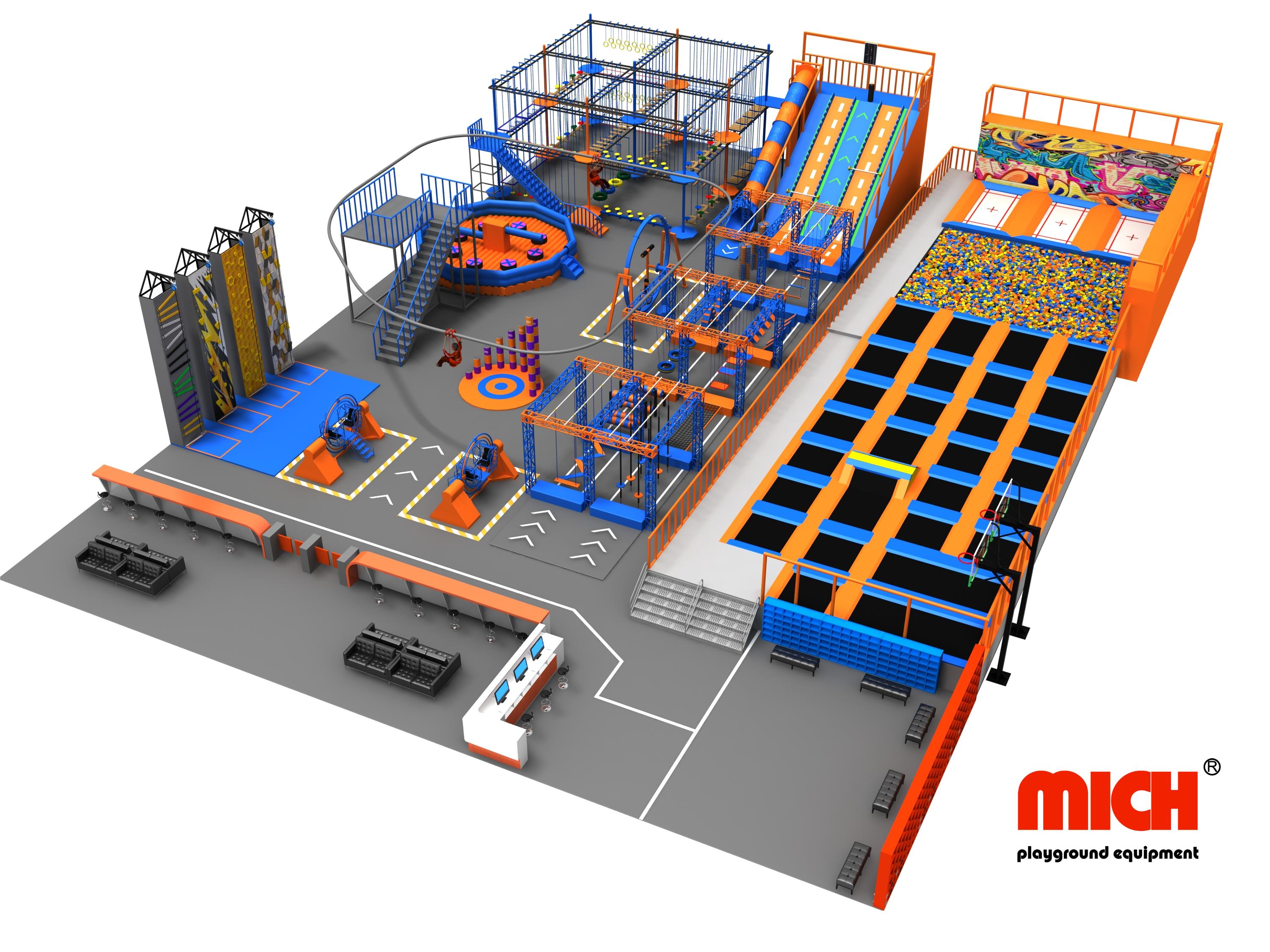 Mich 2024 Large Indoor Integrative Ninja Trampoline Park